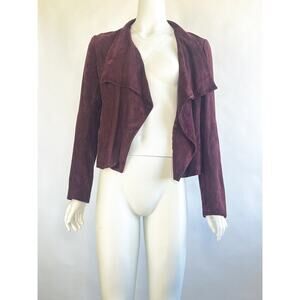 Theory Draped Burgundy Crushed Lamb Suede Jacket L $